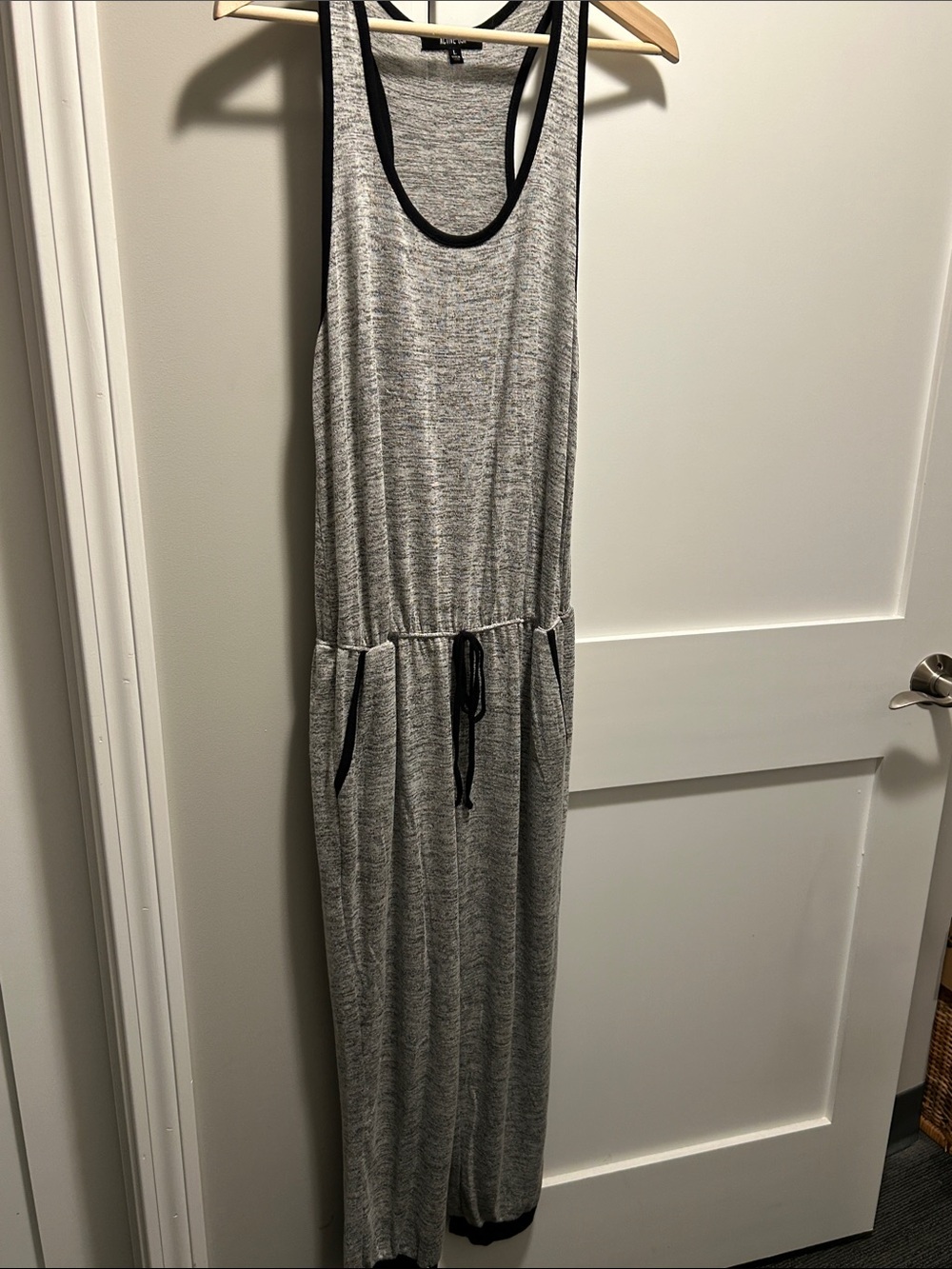 Active USA Heather Gray Maxi Dress with Black Trim